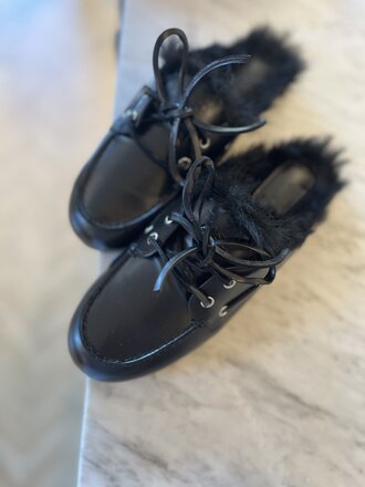 Posa Mule loafer hairy black boxleather