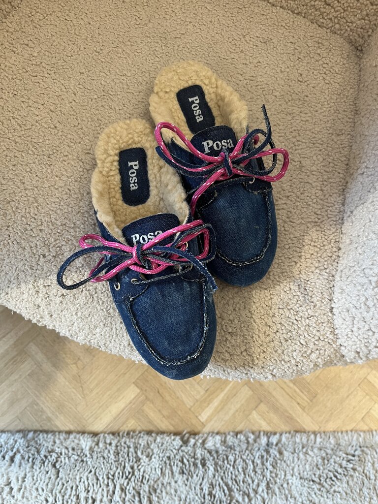 Posa Mule loafer fur denim