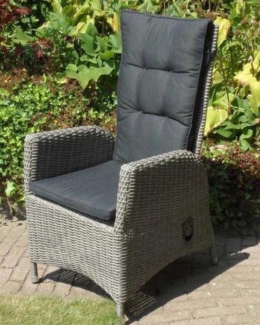 AVH-Collectie Menorca dining tuinstoel verstelbaar grijs wicker