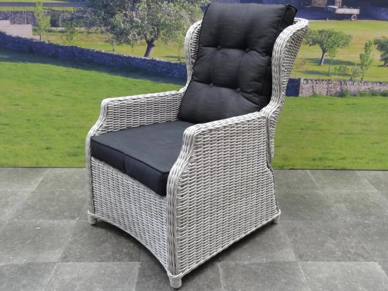 AVH-Collectie Ibiza XL lounge tuinstoel verstelbaar wit grijs