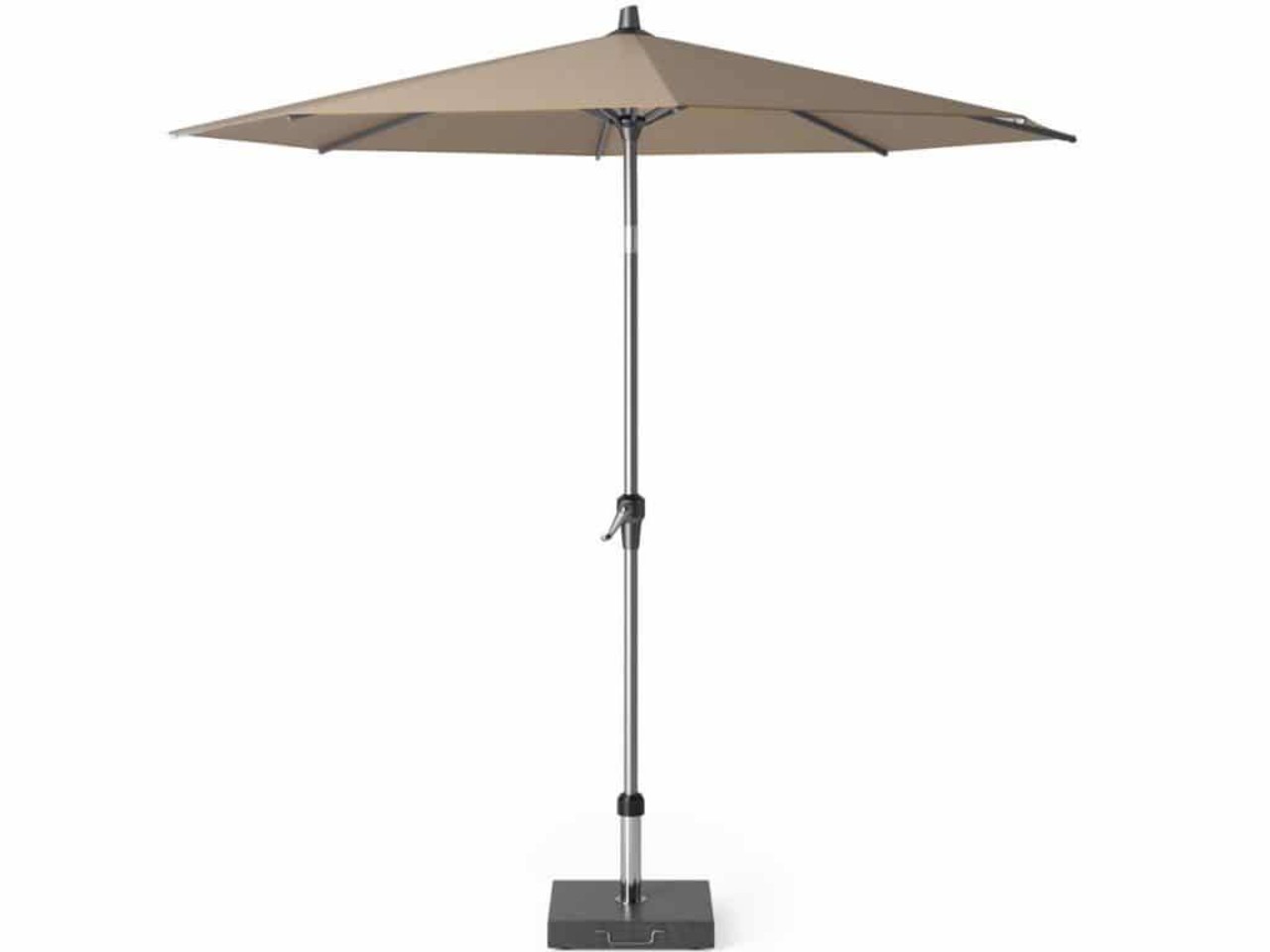 Platinum Riva parasol 250 cm rond taupe met kniksysteem Platinum Riva parasol 250 cm rond taupe met kniksysteem