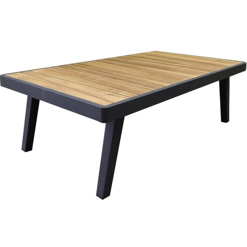 Emoti lounge tuintafel 120x70xH38 cm aluminium zwart teak AVH Outdoor