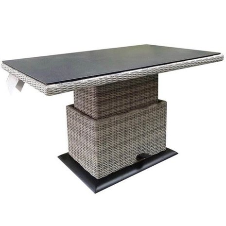 AVH-Collectie Miami lounge-diningtafel 140x85xH47-71 cm in hoogte verstelbaar wit grijs AVH-Collectie Miami lounge-diningtafel 140x85xH47-71 cm in hoogte verstelbaar wit grijs
