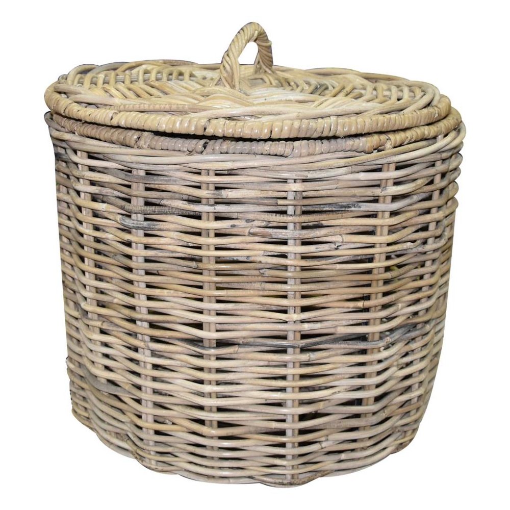 Rotty rotan mand met deksel 50x50 cm rond AVH Outdoor Tuinmeubelen