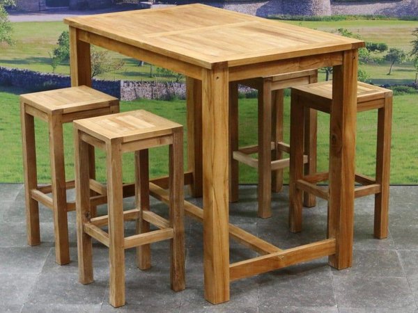 AVH-Collectie Barset Grade A teakhout 135x80xH105 cm 5-delig AVH-Collectie Barset Grade A teakhout 135x80xH105 cm 5-delig