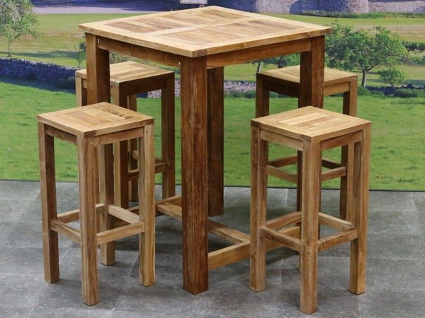 AVH-Collectie Barset Grade A teakhout 80x80xH105 cm 5-delig AVH-Collectie Barset Grade A teakhout 80x80xH105 cm 5-delig