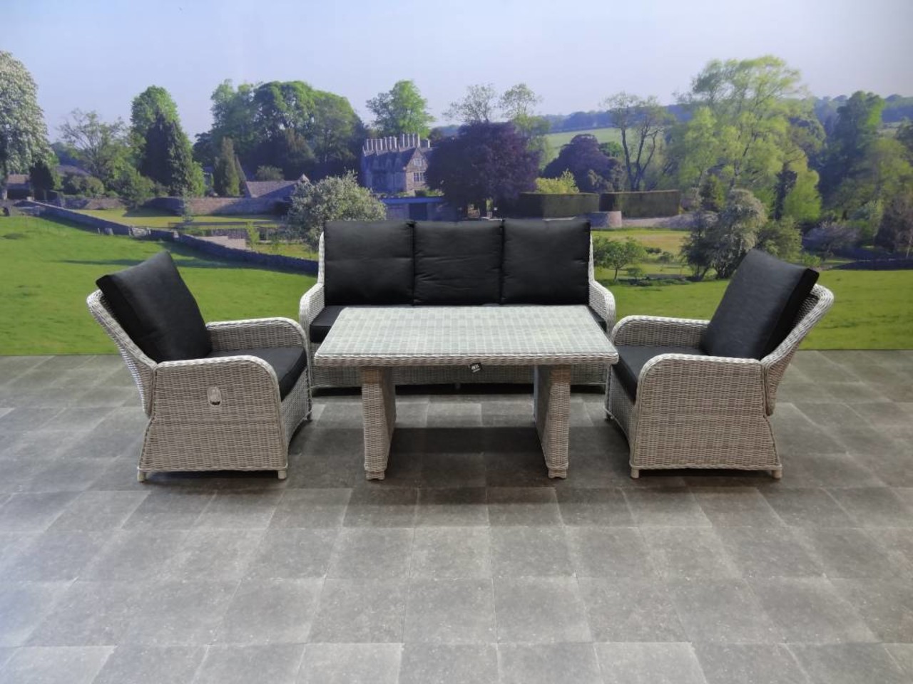 AVH-Collectie Bilbao stoel-bank dining loungeset verstelbaar 4-delig wit-grijs AVH-Collectie Bilbao stoel-bank dining loungeset verstelbaar 4-delig wit-grijs