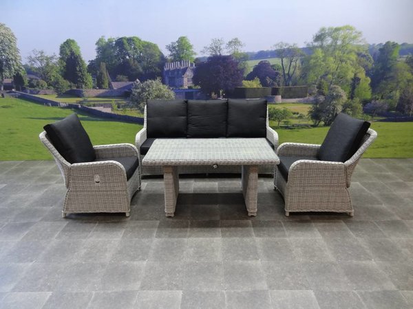 AVH-Collectie Bilbao stoel-bank dining loungeset verstelbaar 4-delig wit-grijs AVH-Collectie Bilbao stoel-bank dining loungeset verstelbaar 4-delig wit-grijs