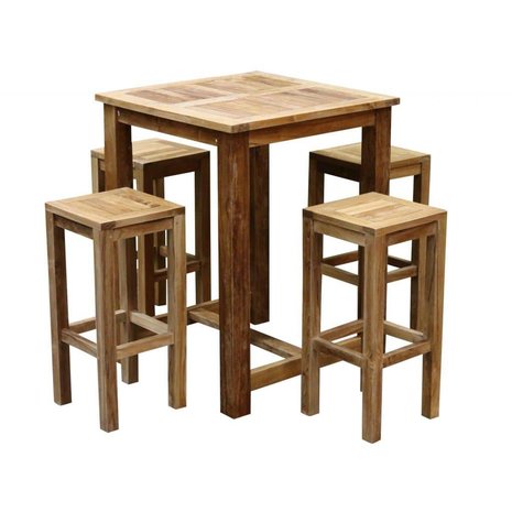 AVH-Collectie Barset Grade A teakhout 80x80xH105 cm 5-delig AVH-Collectie Barset Grade A teakhout 80x80xH105 cm 5-delig