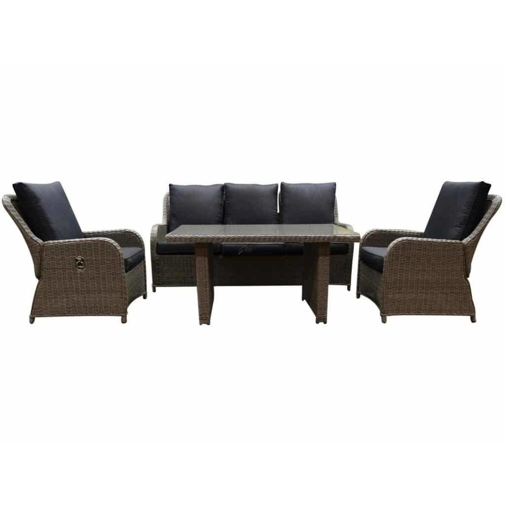 AVH-Collectie Bilbao stoel-bank dining loungeset verstelbaar 4-delig grijs AVH-Collectie Bilbao stoel-bank dining loungeset verstelbaar 4-delig grijs