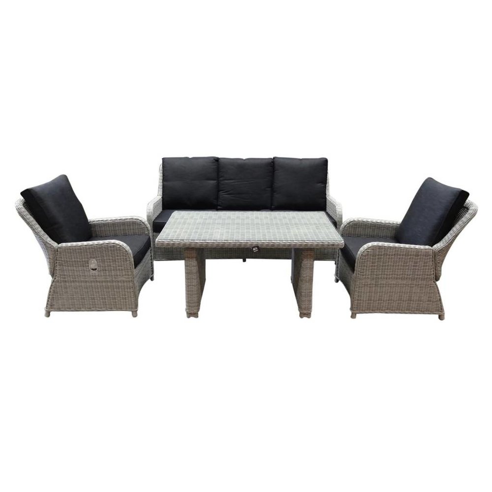 AVH-Collectie Bilbao stoel-bank dining loungeset verstelbaar 4-delig wit-grijs AVH-Collectie Bilbao stoel-bank dining loungeset verstelbaar 4-delig wit-grijs
