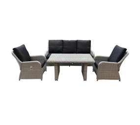 AVH-Collectie Bilbao stoel-bank dining loungeset verstelbaar 4-delig wit-grijs AVH-Collectie Bilbao stoel-bank dining loungeset verstelbaar 4-delig wit-grijs