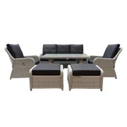 AVH-Collectie Bilbao stoel-bank dining loungeset verstelbaar 6-delig wit-grijs