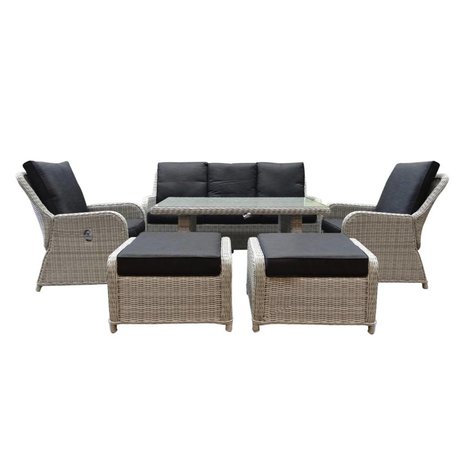 AVH-Collectie Bilbao stoel-bank dining loungeset verstelbaar 6-delig wit-grijs AVH-Collectie Bilbao stoel-bank dining loungeset verstelbaar 6-delig wit-grijs