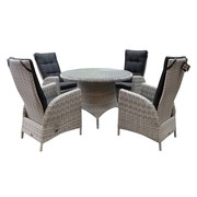 AVH-Collectie Riccione Menorca dining tuinset 110 cm rond verstelbaar 5-delig wit grijs