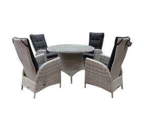 AVH-Collectie Riccione Menorca dining tuinset 110 cm rond verstelbaar 5-delig wit grijs AVH-Collectie Riccione Menorca dining tuinset 110 cm rond verstelbaar 5-delig wit grijs