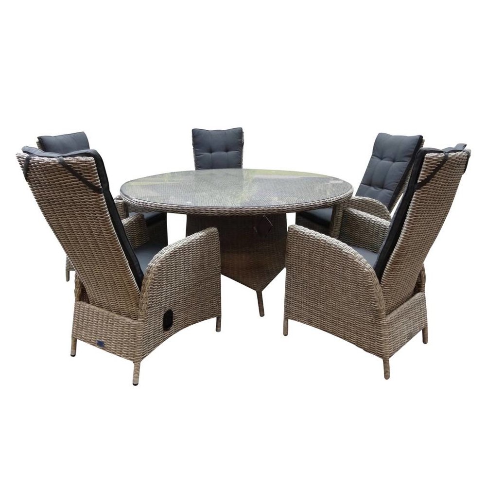 AVH-Collectie Riccione Menorca dining tuinset 150 cm rond verstelbaar 6-delig grijs AVH-Collectie Riccione Menorca dining tuinset 150 cm rond verstelbaar 6-delig grijs