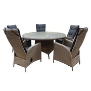 AVH-Collectie Riccione Menorca dining tuinset 150 cm rond verstelbaar 6-delig grijs