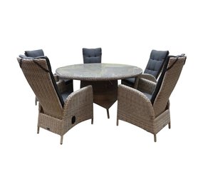 AVH-Collectie Riccione Menorca dining tuinset 150 cm rond verstelbaar 6-delig grijs AVH-Collectie Riccione Menorca dining tuinset 150 cm rond verstelbaar 6-delig grijs