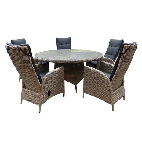 AVH-Collectie Riccione Menorca dining tuinset 150 cm rond verstelbaar 6-delig grijs AVH-Collectie Riccione Menorca dining tuinset 150 cm rond verstelbaar 6-delig grijs