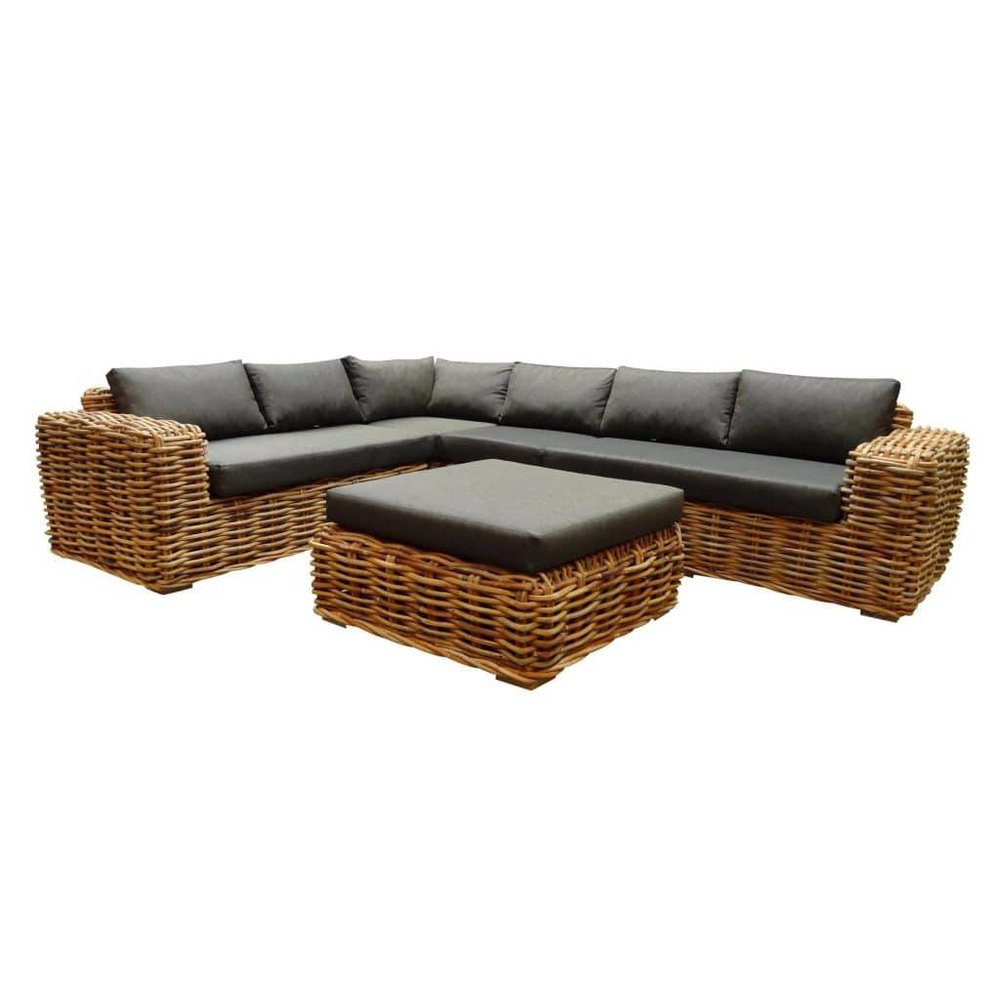 AVH-Collectie Sabuga hoek loungeset 5-delig naturel rotan AVH-Collectie Sabuga hoek loungeset 5-delig naturel rotan