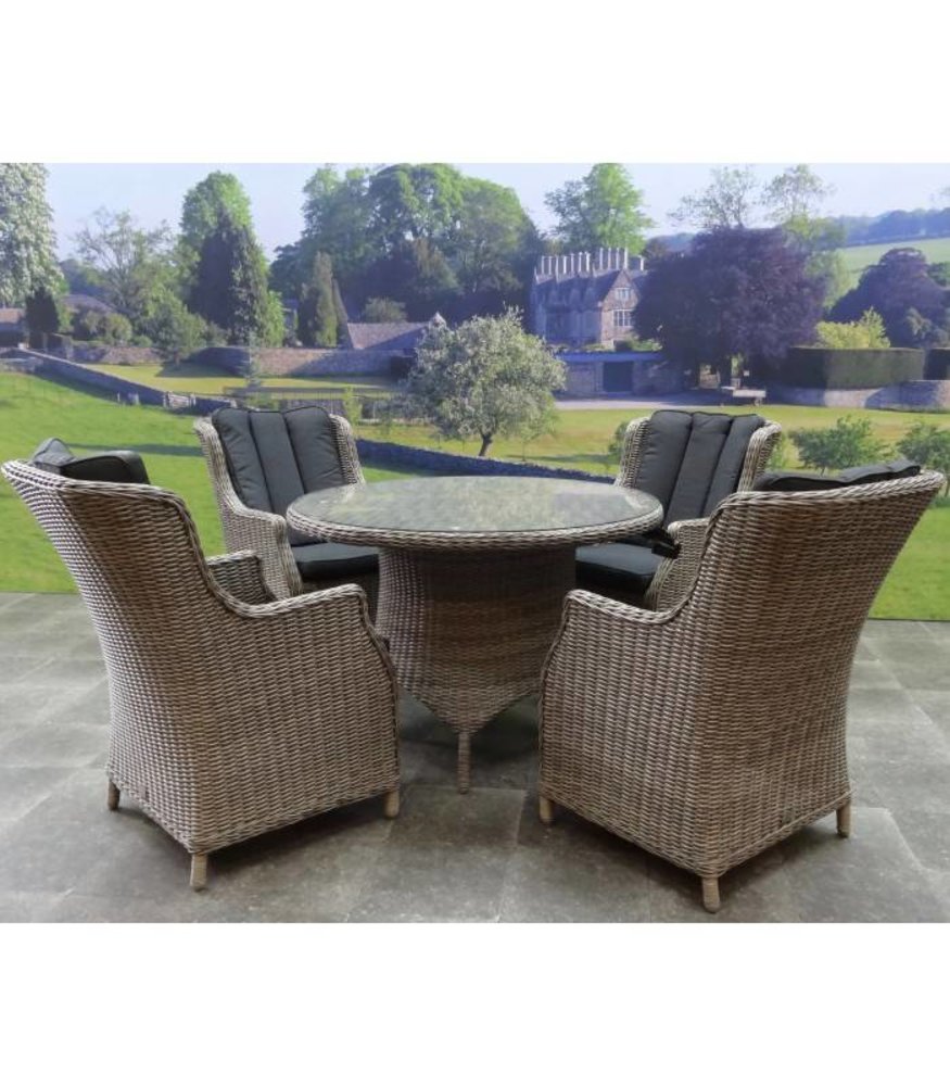 AVH-Collectie Riccione Darwin dining tuinset 110 cm rond 5-delig grijs AVH-Collectie Riccione Darwin dining tuinset 110 cm rond 5-delig grijs