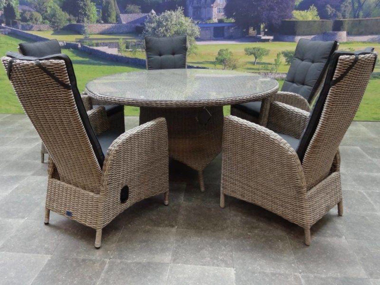 AVH-Collectie Riccione Menorca dining tuinset 150 cm rond verstelbaar 6-delig grijs AVH-Collectie Riccione Menorca dining tuinset 150 cm rond verstelbaar 6-delig grijs