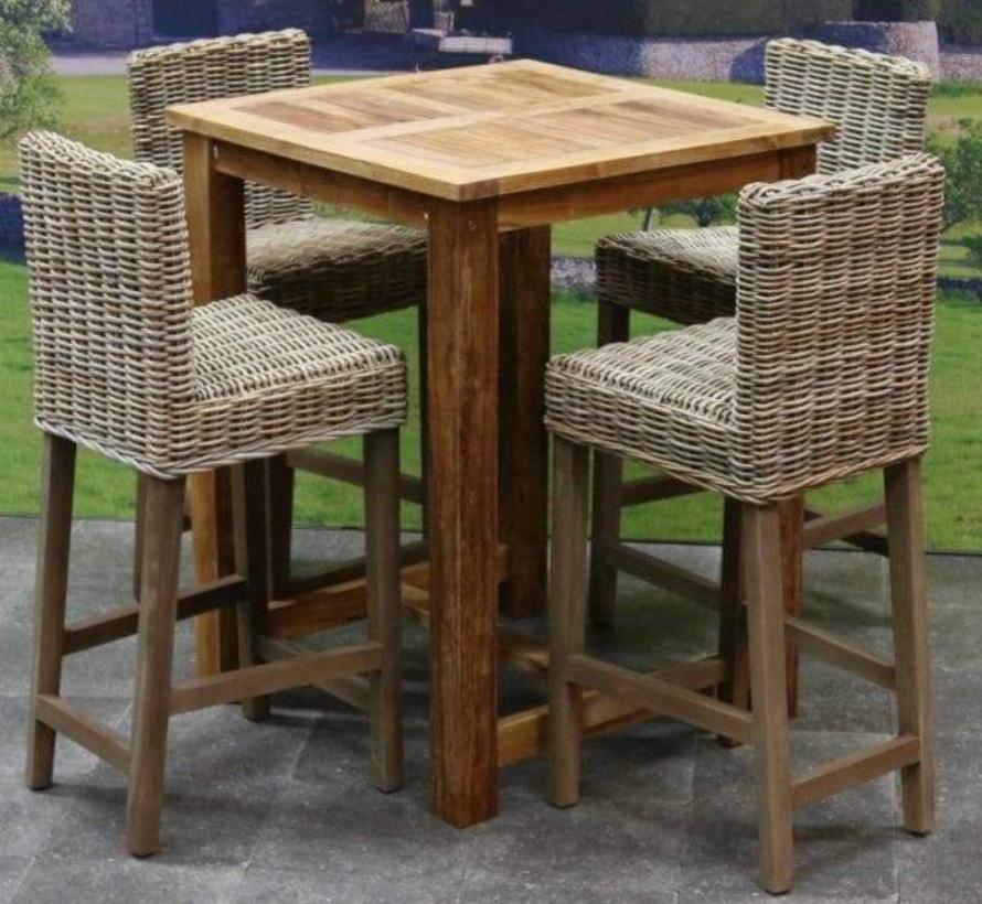 Rita Barset 80x80xh105 Cm 5 Delig Teak Avh Outdoor Tuinmeubelen