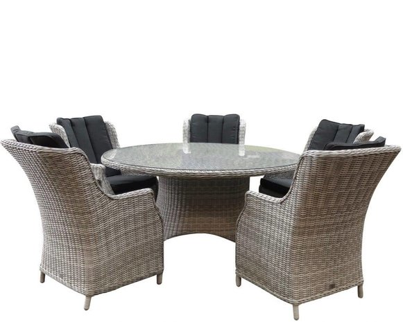 AVH-Collectie Riccione Darwin dining tuinset 150 cm rond 6-delig wit grijs AVH-Collectie Riccione Darwin dining tuinset 150 cm rond 6-delig wit grijs