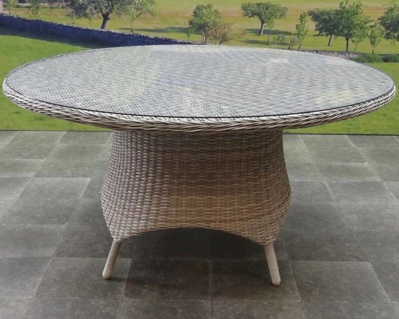 AVH-Collectie Riccione Darwin dining tuinset 150 cm rond 6-delig wit grijs AVH-Collectie Riccione Darwin dining tuinset 150 cm rond 6-delig wit grijs