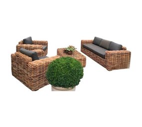 cultuur Oppervlakkig materiaal Sabuga stoel-bank loungeset 4-delig naturel rotan - AVH Outdoor Tuinmeubelen