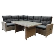 AVH-Collectie San Marino hoek dining loungeset verstelbaar links 3-delig  grijs