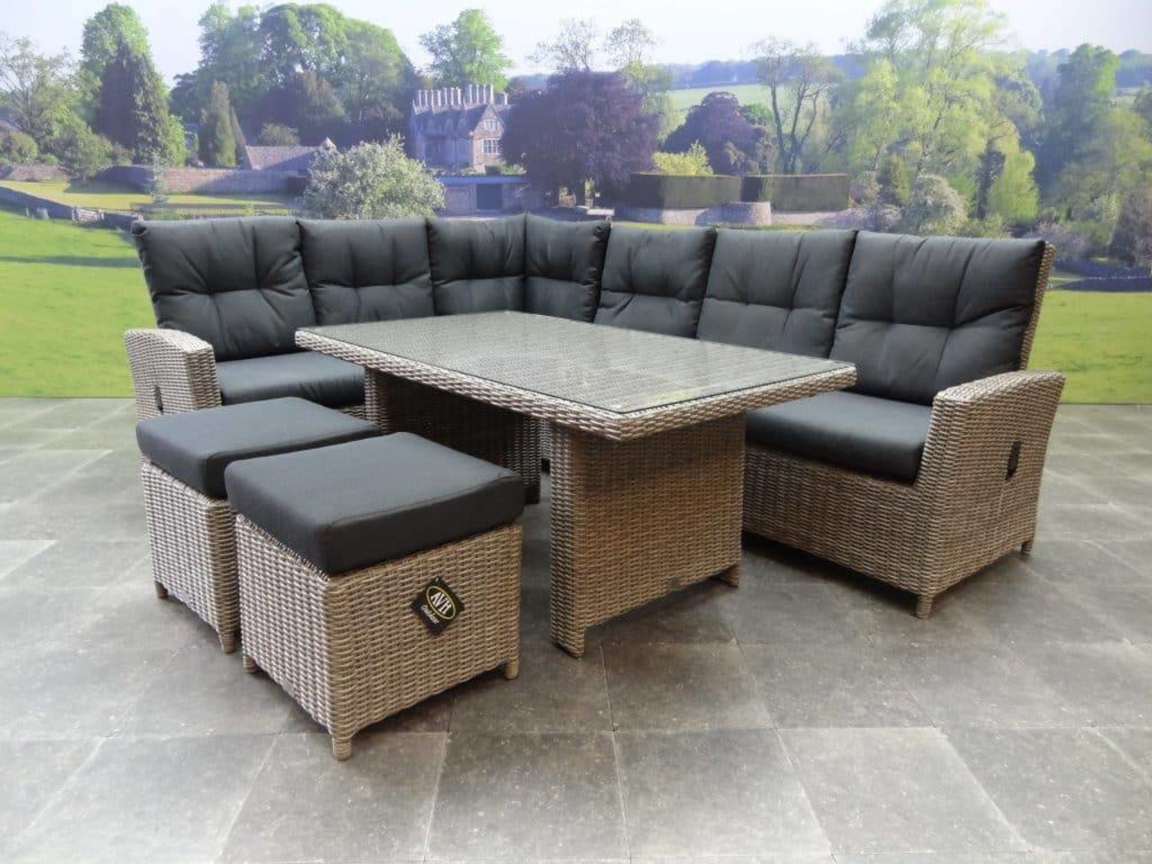 AVH-Collectie San Marino hoek dining loungeset verstelbaar 5-delig grijs AVH-Collectie San Marino hoek dining loungeset verstelbaar 5-delig grijs