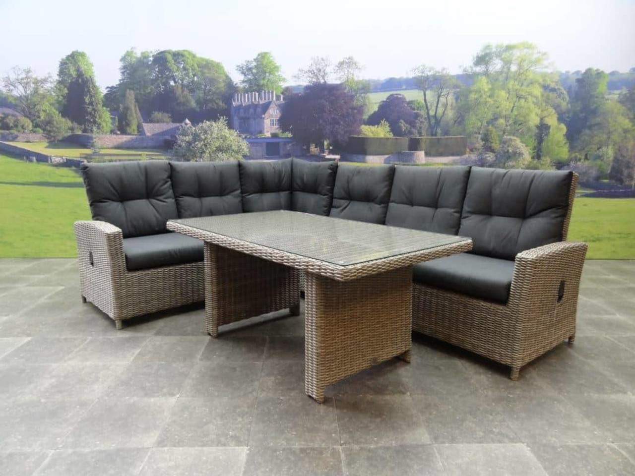 AVH-Collectie San Marino hoek dining loungeset verstelbaar 5-delig grijs AVH-Collectie San Marino hoek dining loungeset verstelbaar 5-delig grijs