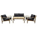 AVH-Collectie Manchester stoel-bank loungeset 4-delig acacia zwart AVH-Collectie Manchester stoel-bank loungeset 4-delig acacia zwart