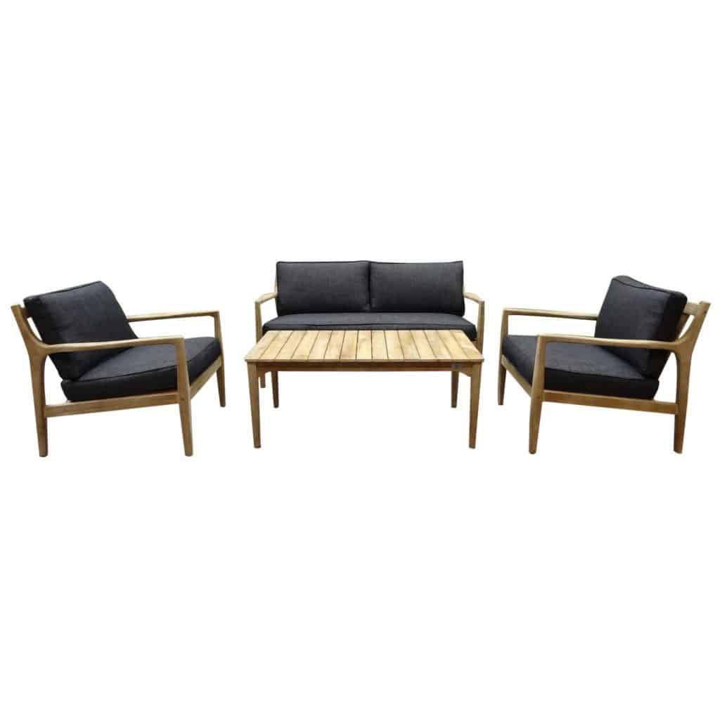 tapijt Uitverkoop Positief Manchester stoel-bank loungeset 4-delig acacia zwart - AVH Outdoor  Tuinmeubelen