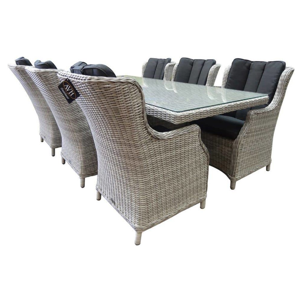 AVH-Collectie Menorca Darwin dining tuinset 7-delig wit grijs