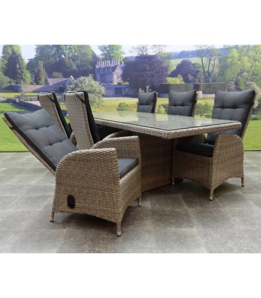 AVH-Collectie Menorca dining tuinset 220x100xH78 cm verstelbaar 7-delig kobo grijs AVH-Collectie Menorca dining tuinset 220x100xH78 cm verstelbaar 7-delig kobo grijs