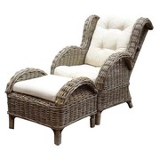 AVH-Collectie Naturel lounge balkonset 2-delig naturel rotan wit