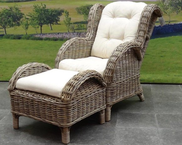 AVH-Collectie Naturel lounge balkonset 4-delig naturel rotan wit AVH-Collectie Naturel lounge balkonset 4-delig naturel rotan wit