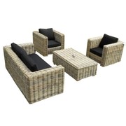AVH-Collectie Nissah 3 zits stoel-bank loungeset naturel rotan