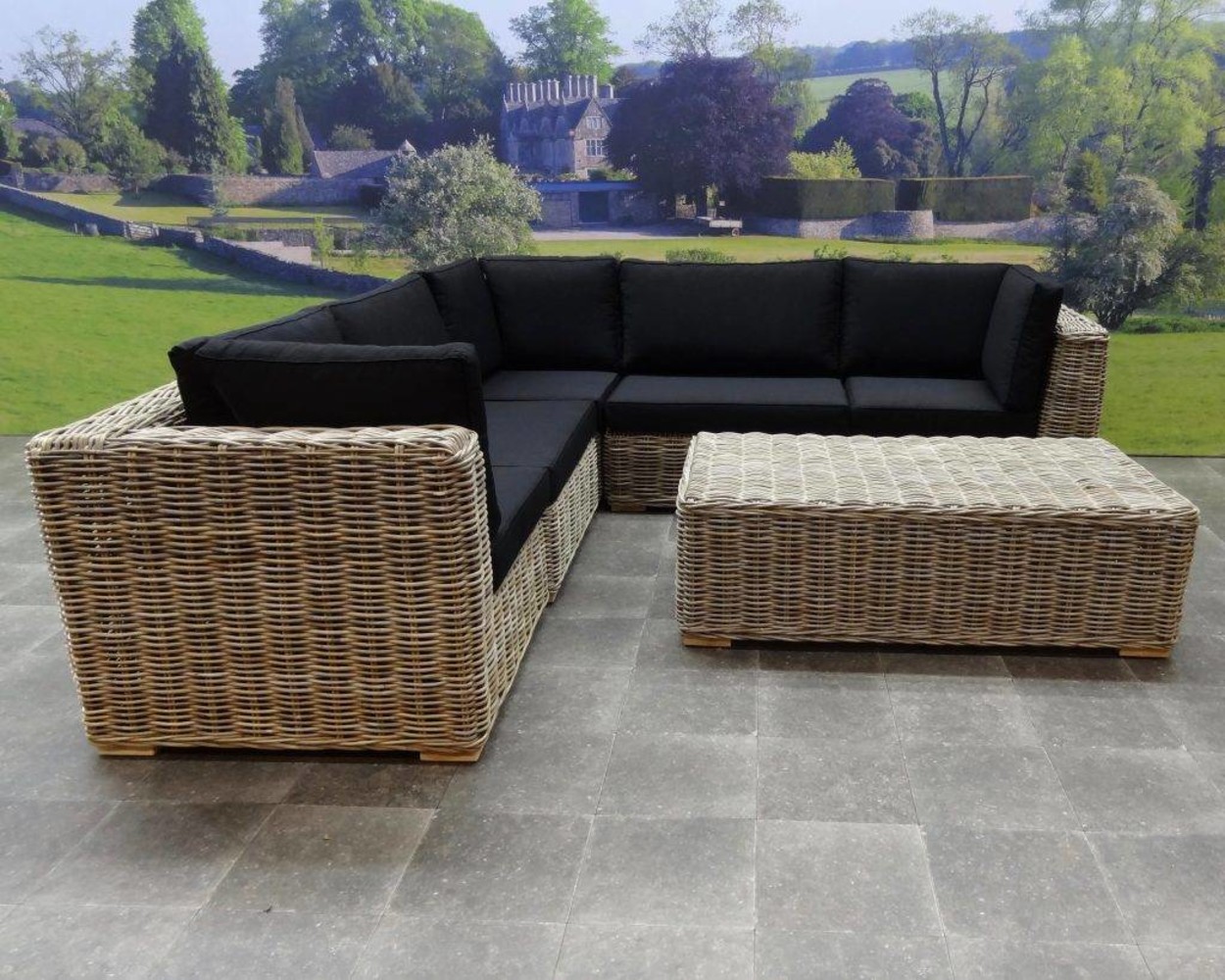 AVH-Collectie Nissah modulair hoek loungeset 6-delig naturel rotan AVH-Collectie Nissah modulair hoek loungeset 6-delig naturel rotan