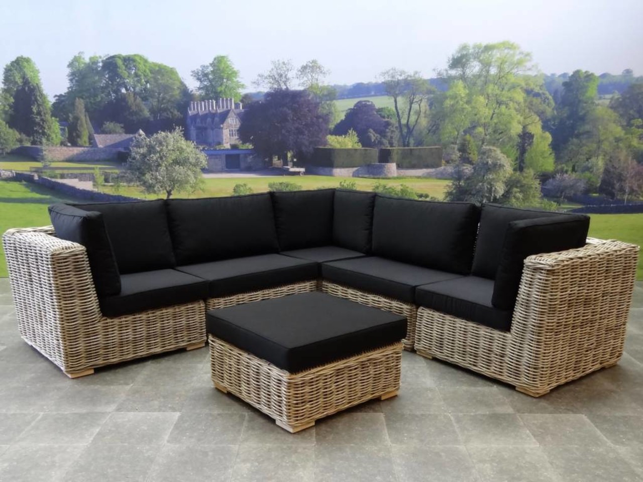 AVH-Collectie Nissah modulair hoek loungeset 6-delig naturel rotan AVH-Collectie Nissah modulair hoek loungeset 6-delig naturel rotan