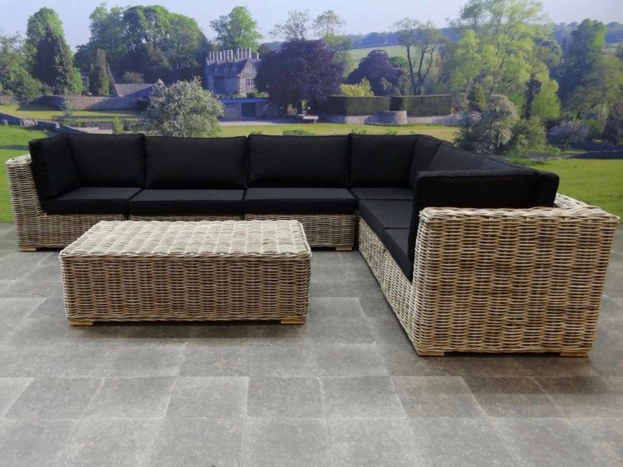 AVH-Collectie Nissah modulair hoek loungeset 7-delig naturel rotan AVH-Collectie Nissah modulair hoek loungeset 7-delig naturel rotan