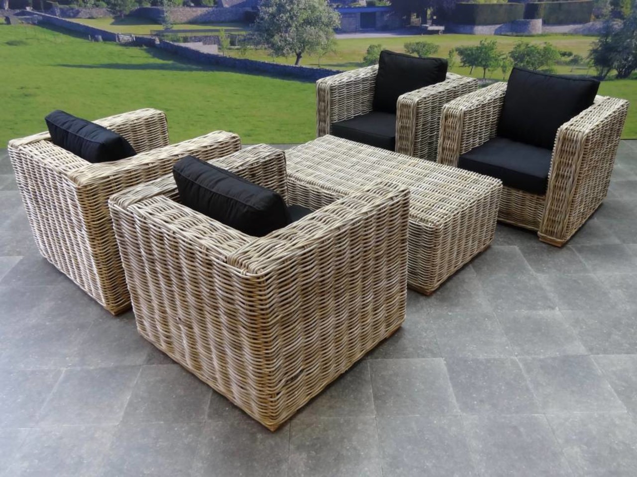 AVH-Collectie Nissah stoel loungeset 5-delig naturel rotan AVH-Collectie Nissah stoel loungeset 5-delig naturel rotan