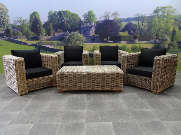 AVH-Collectie Nissah stoel loungeset 5-delig naturel rotan AVH-Collectie Nissah stoel loungeset 5-delig naturel rotan