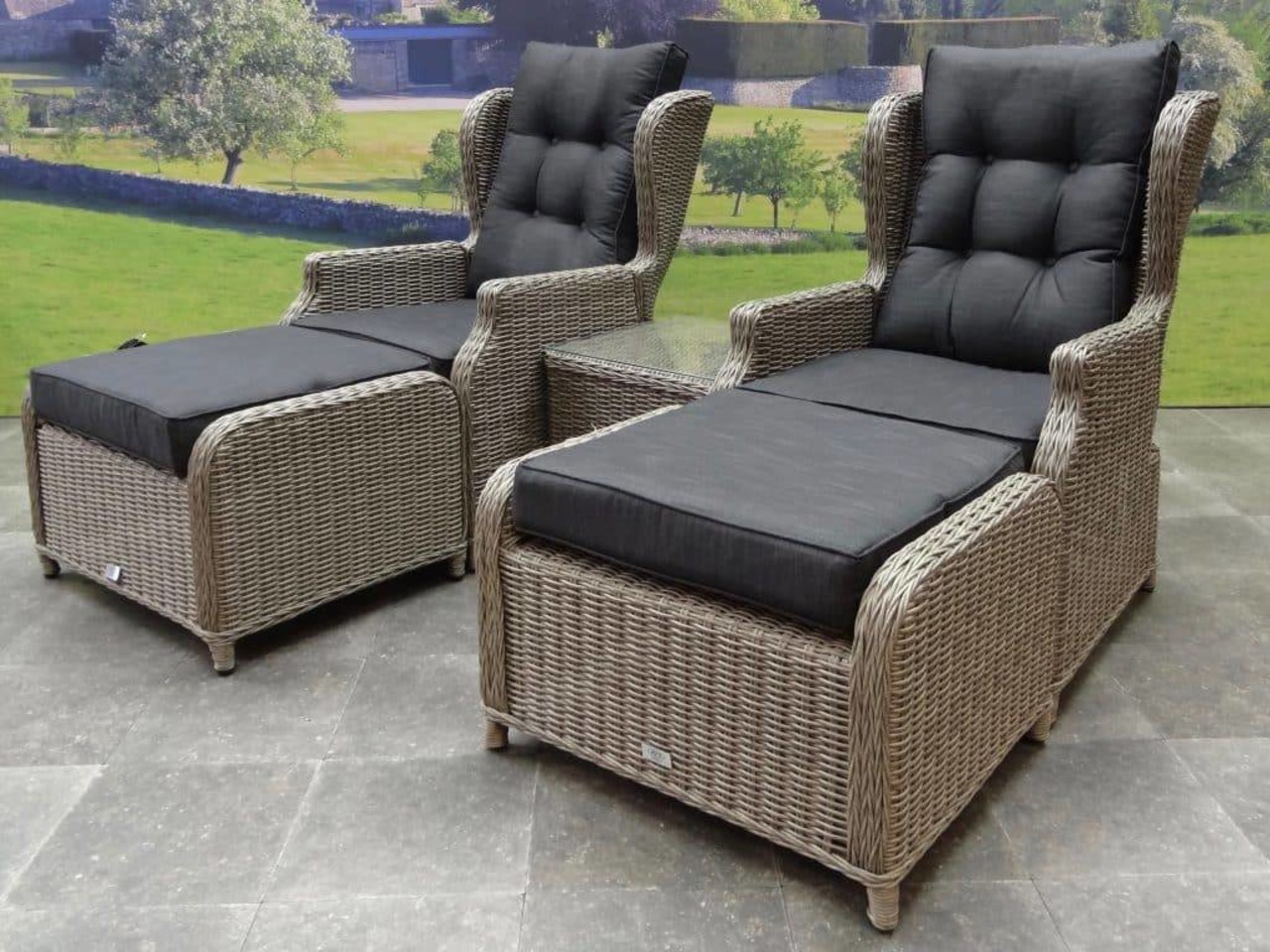 AVH-Collectie Toscane XL lounge balkonset verstelbaar 5-delig grijs AVH-Collectie Toscane XL lounge balkonset verstelbaar 5-delig grijs