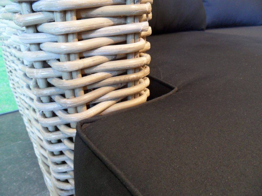 Toronto chaise longue loungeset rechts 3delig naturel rotan AVH