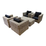 AVH-Collectie Nissah stoel loungeset 5-delig naturel rotan