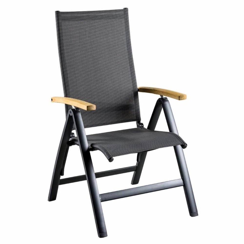 SUNS Celina standenstoel verstelbaar aluminium antraciet met armleuning teak SUNS Celina standenstoel verstelbaar aluminium antraciet met armleuning teak